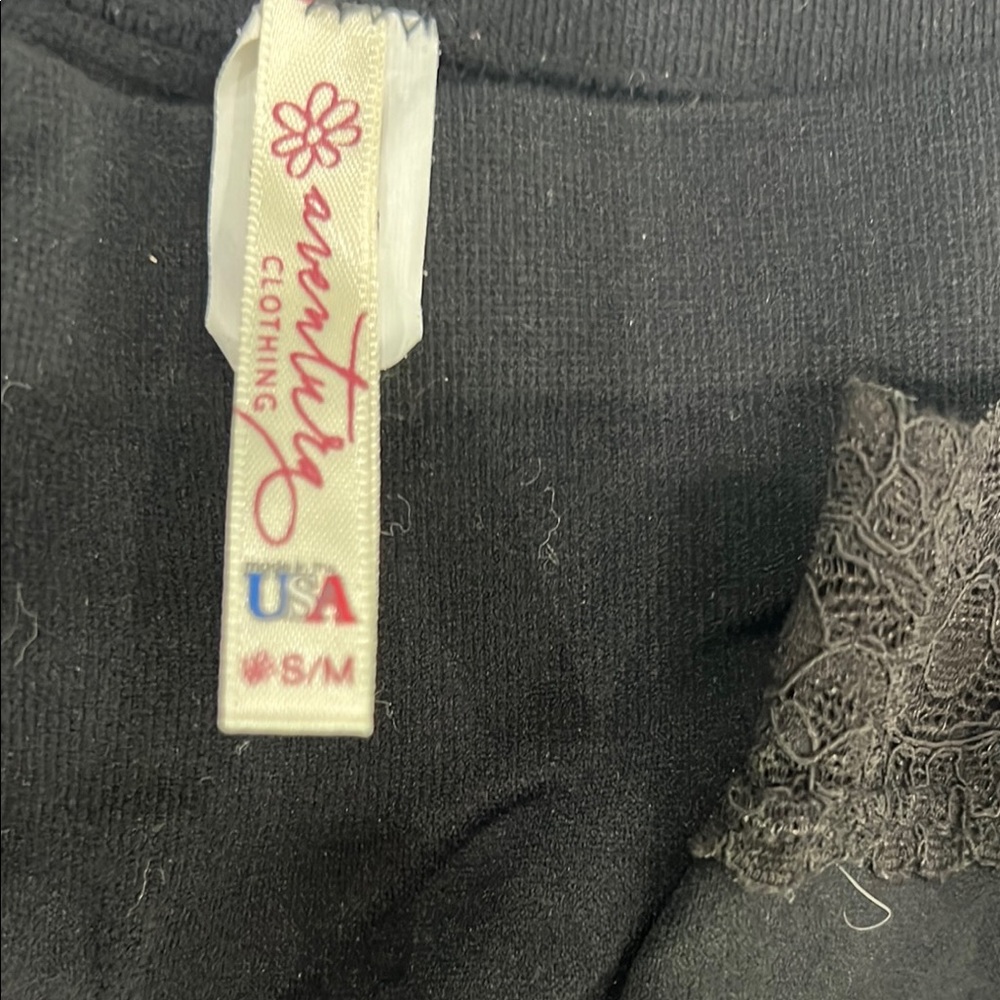 Black Aventura Clothing Leggings with Lace Detail